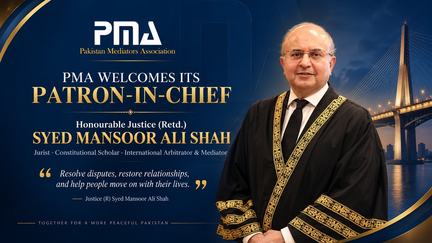 PMA welcomes its Patron-in-Chief, Honourable Justice (Retd.) Syed Mansoor Ali Shah